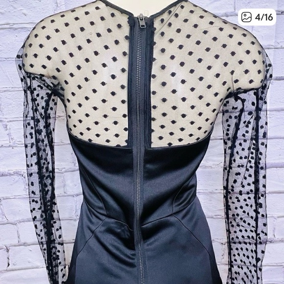 Milly of New York Black Satin Polka Dot Dress - Picture 5 of 16